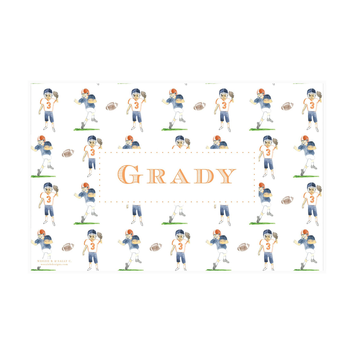 Football Players Watercolor Placemat
