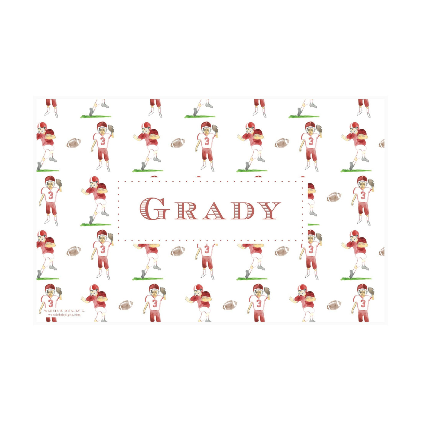 Football Players Watercolor Placemat