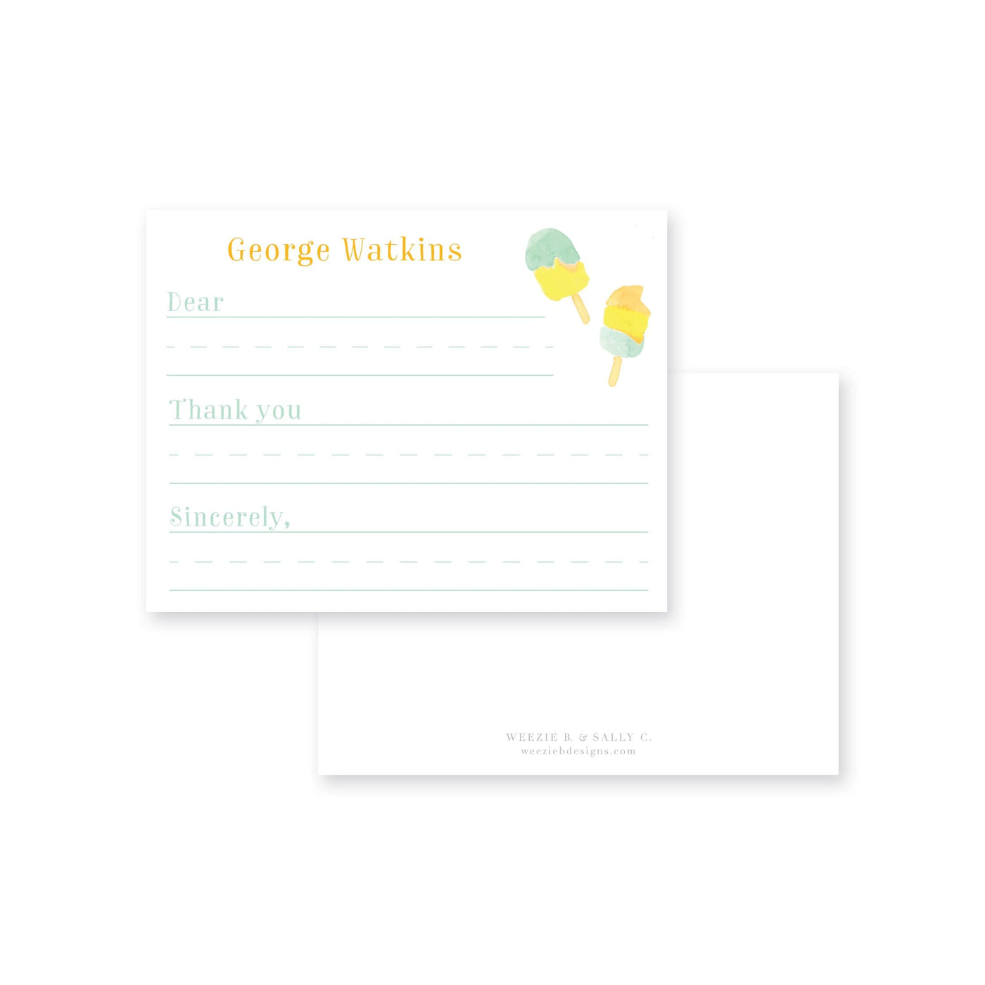 Popsicle Fill-In Flat Note Card