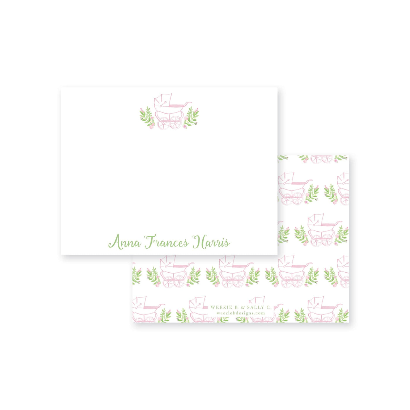 Prim Pram Flat Note Card