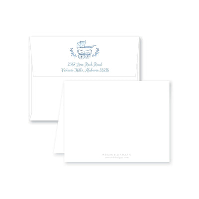 Prim Pram Folded Note Card