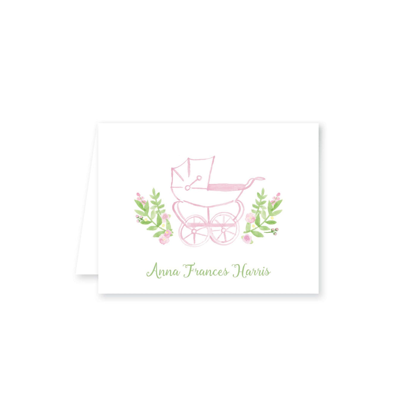 Prim Pram Folded Note Card