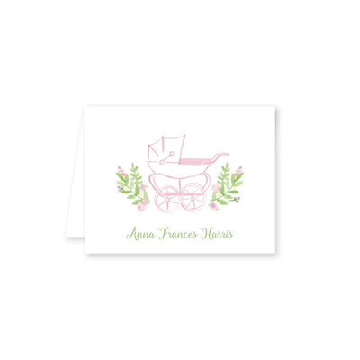 Prim Pram Folded Note Card