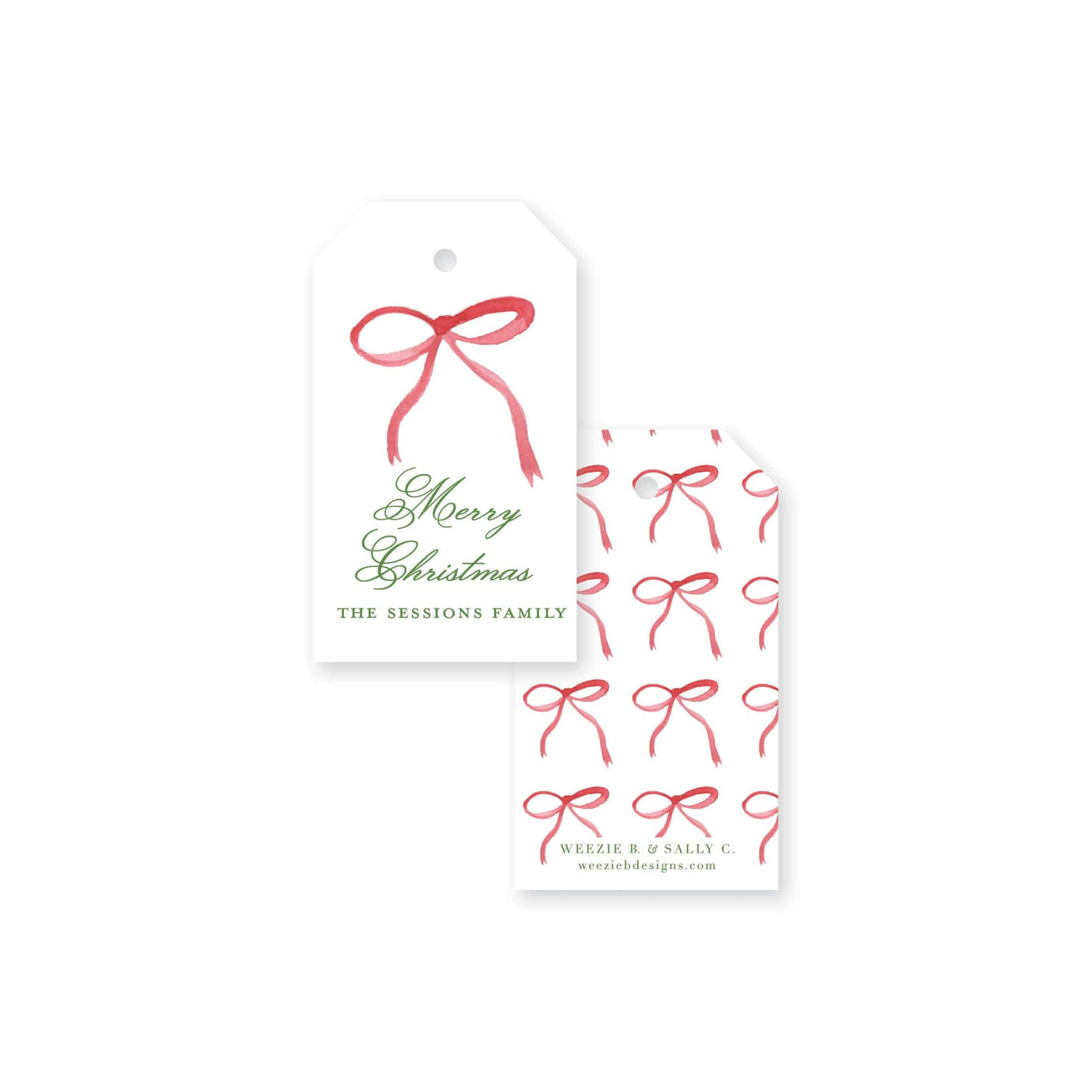 Red Bow Christmas Gift Tag