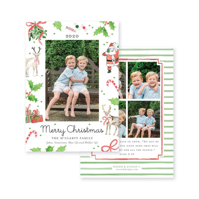 Santa Christmas Icons Vertical Christmas Card
