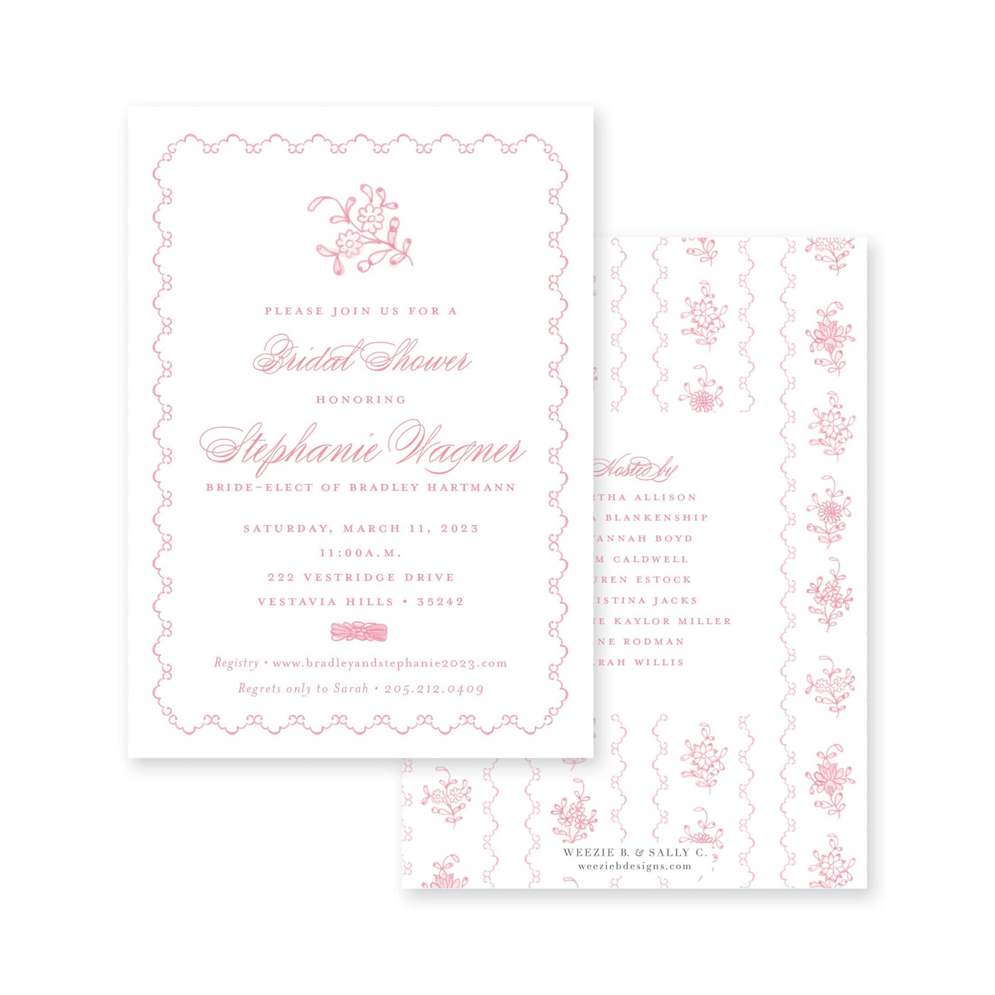 Intricate Scallop Border Floral Bridal Shower