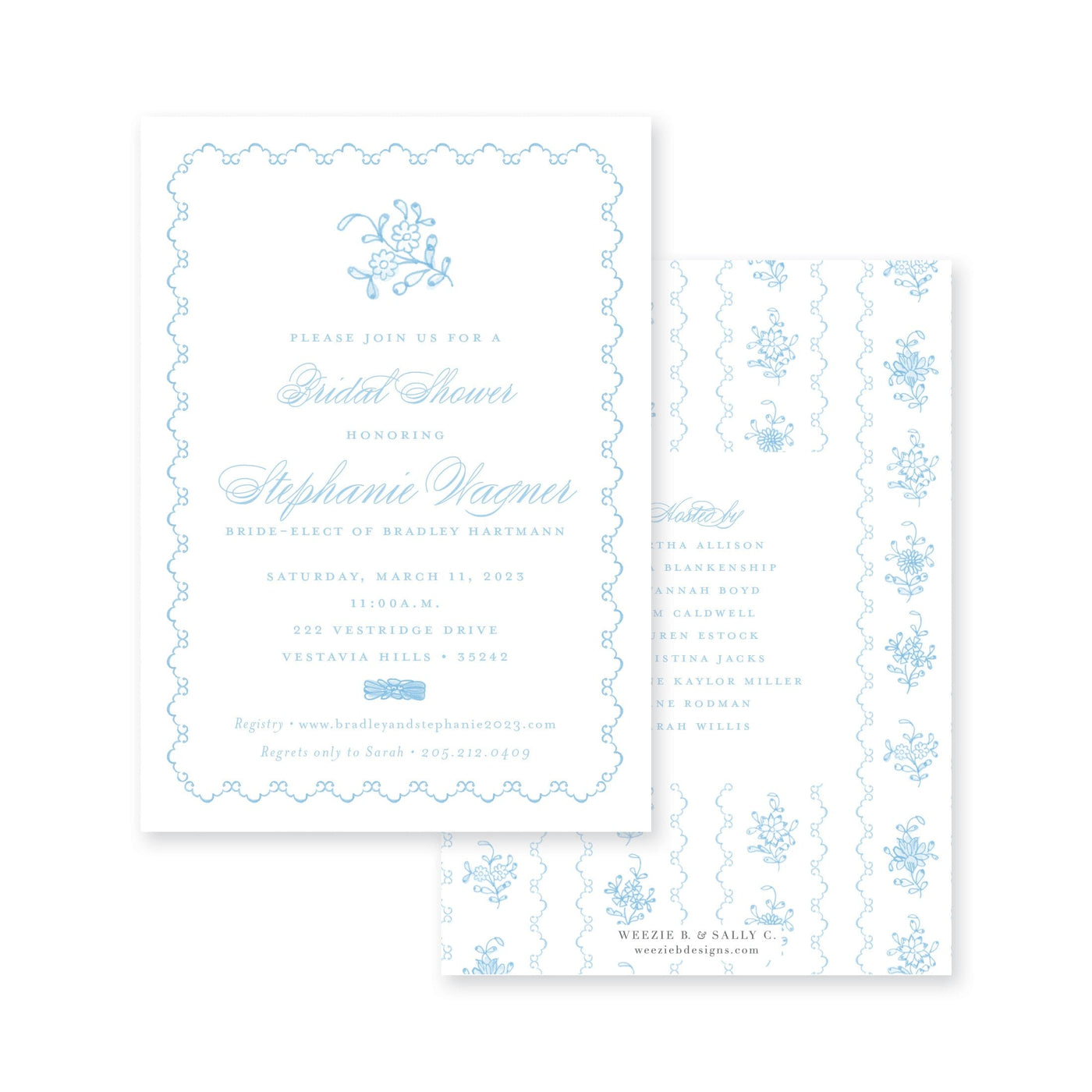 Intricate Scallop Border Floral Bridal Shower