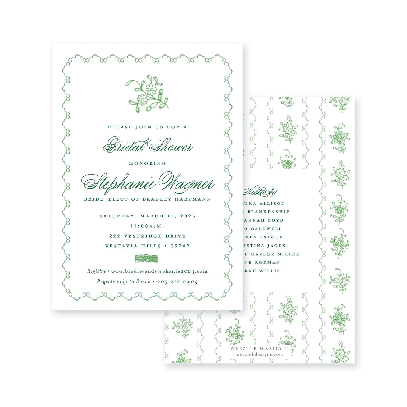 Intricate Scallop Border Floral Bridal Shower