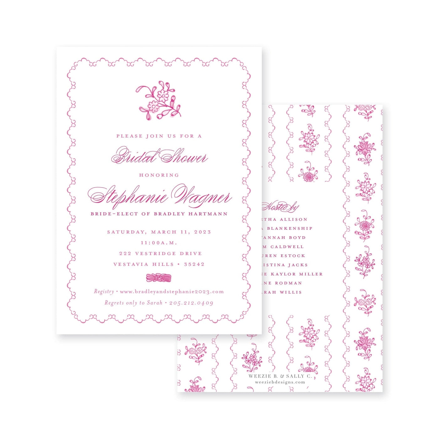 Intricate Scallop Border Floral Bridal Shower