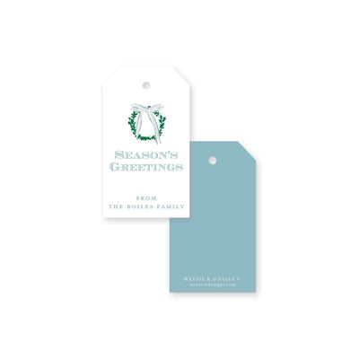 Simple Christmas Wreath with Bow Christmas Gift Tag