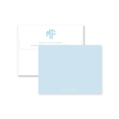 Solid Circle Monogram Flat Note Card