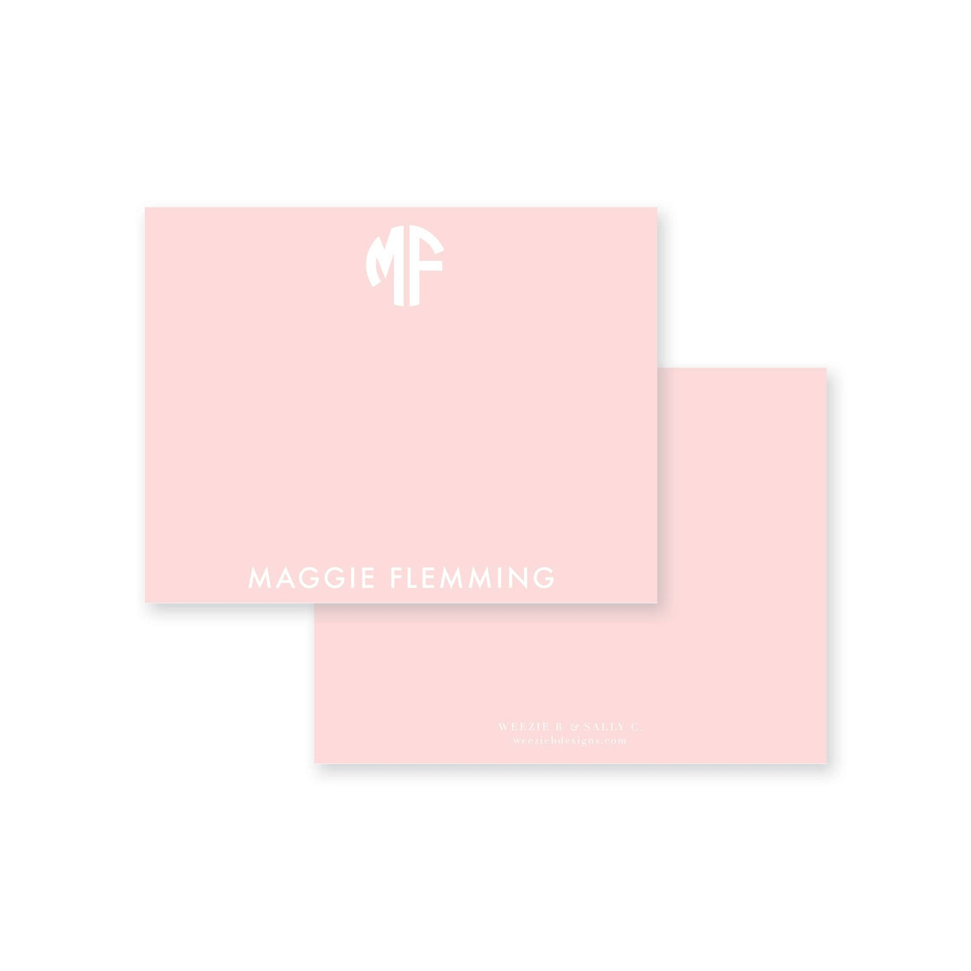 Solid Circle Monogram Flat Note Card