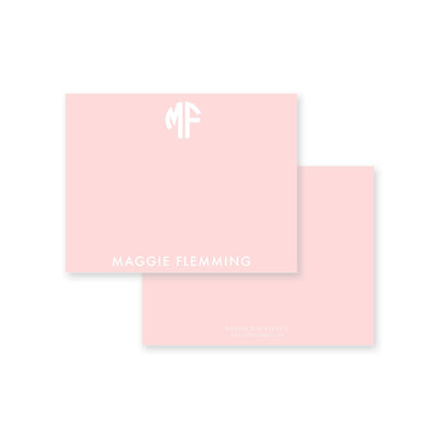 Solid Circle Monogram Flat Note Card