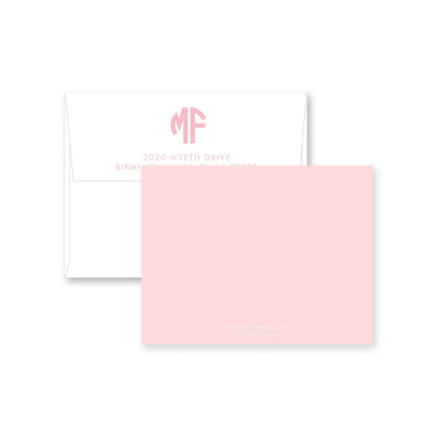 Solid Circle Monogram Flat Note Card