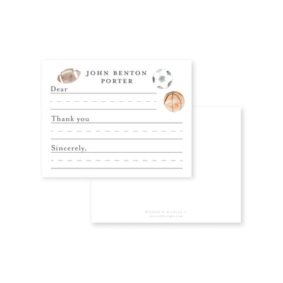 Weezie B. Designs | Sports Balls Fill-In Flat Note Cards