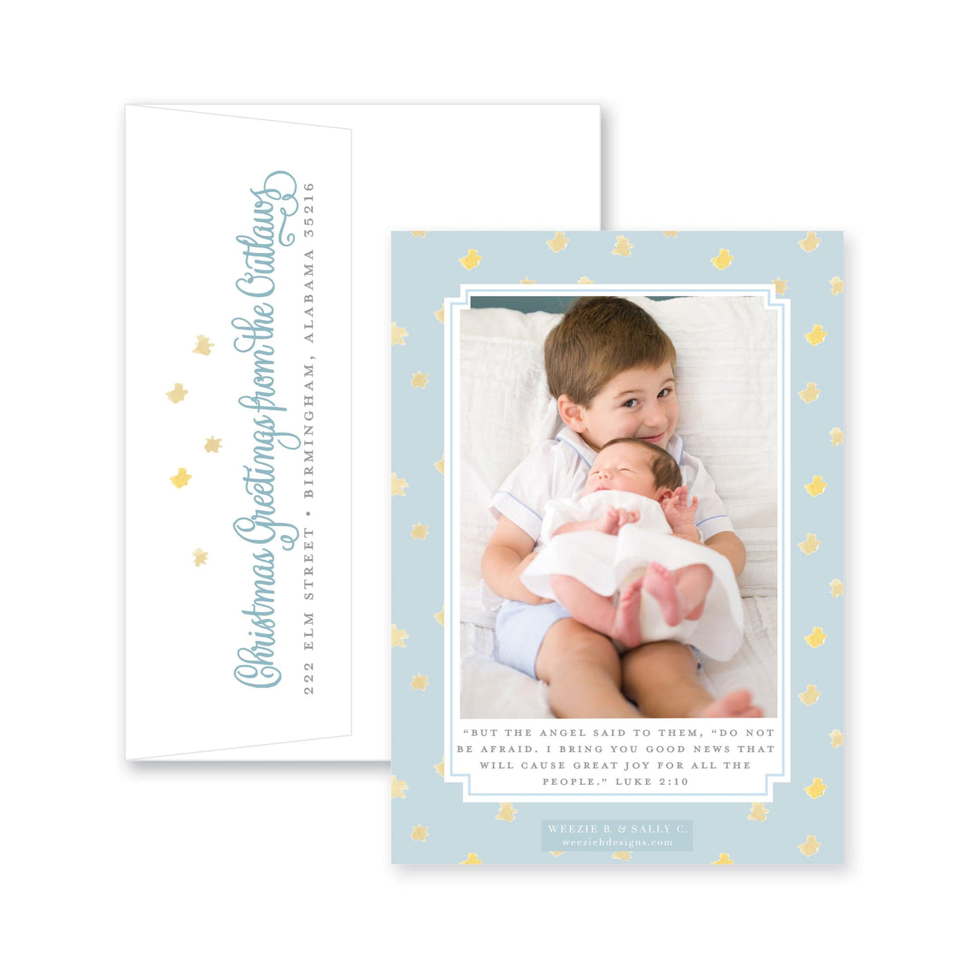 Star of Wonder Border Vertical Christmas Card