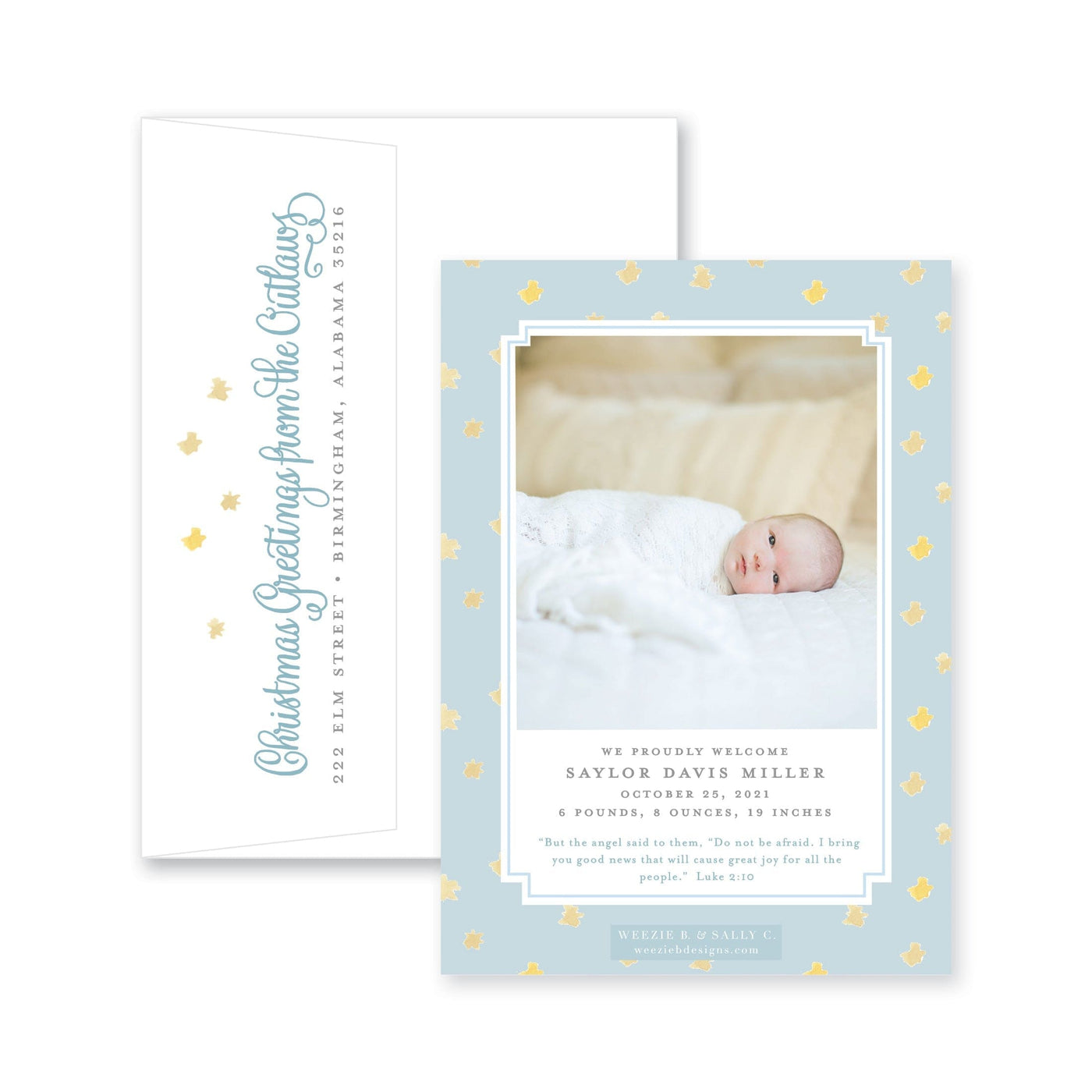 Star of Wonder Border Announcement Christmas Card