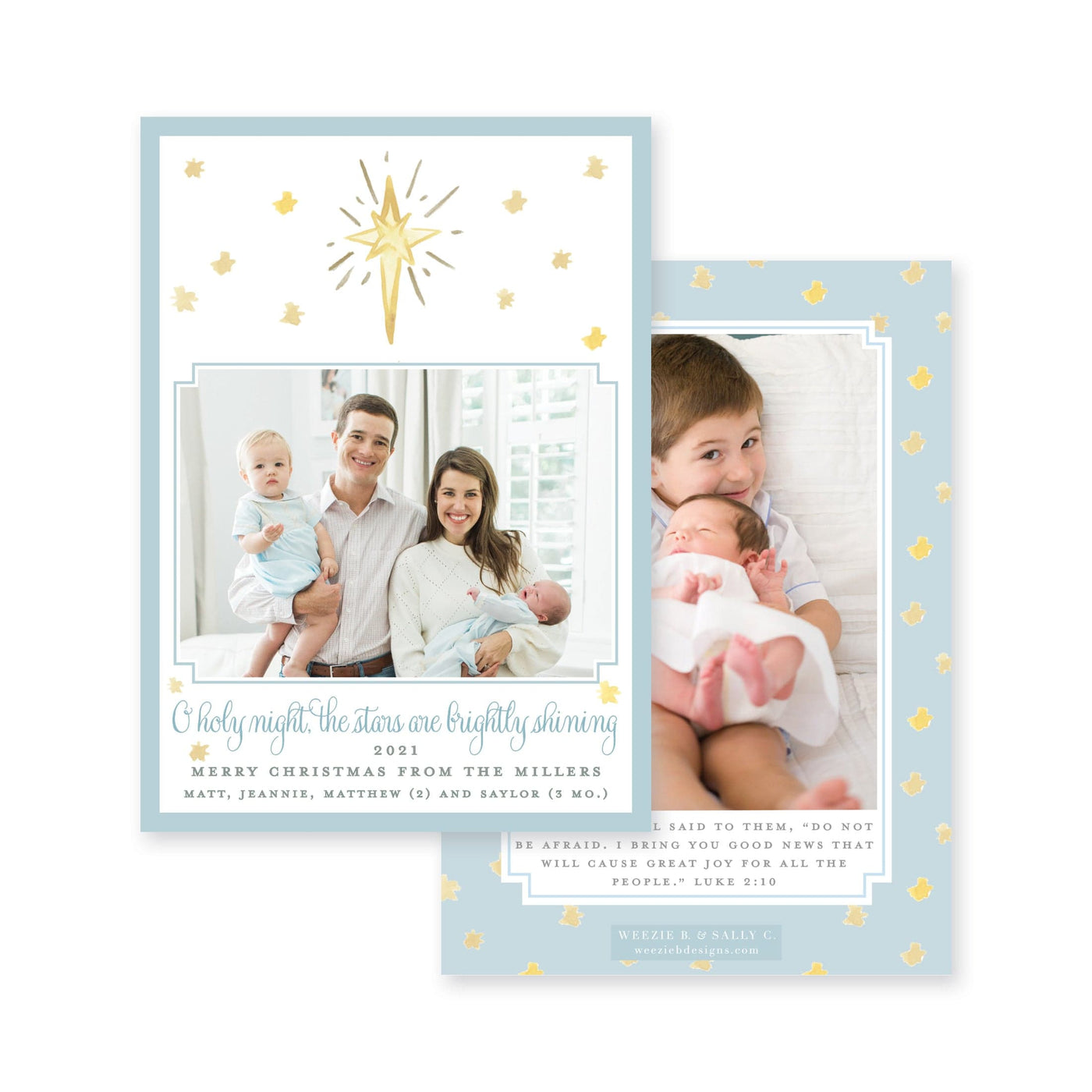 Star of Wonder Border Announcement Christmas Card