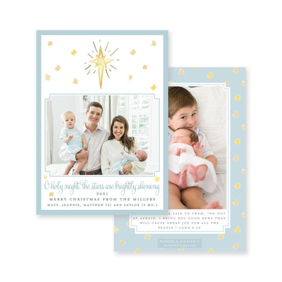 Star of Wonder Border Announcement Christmas Card