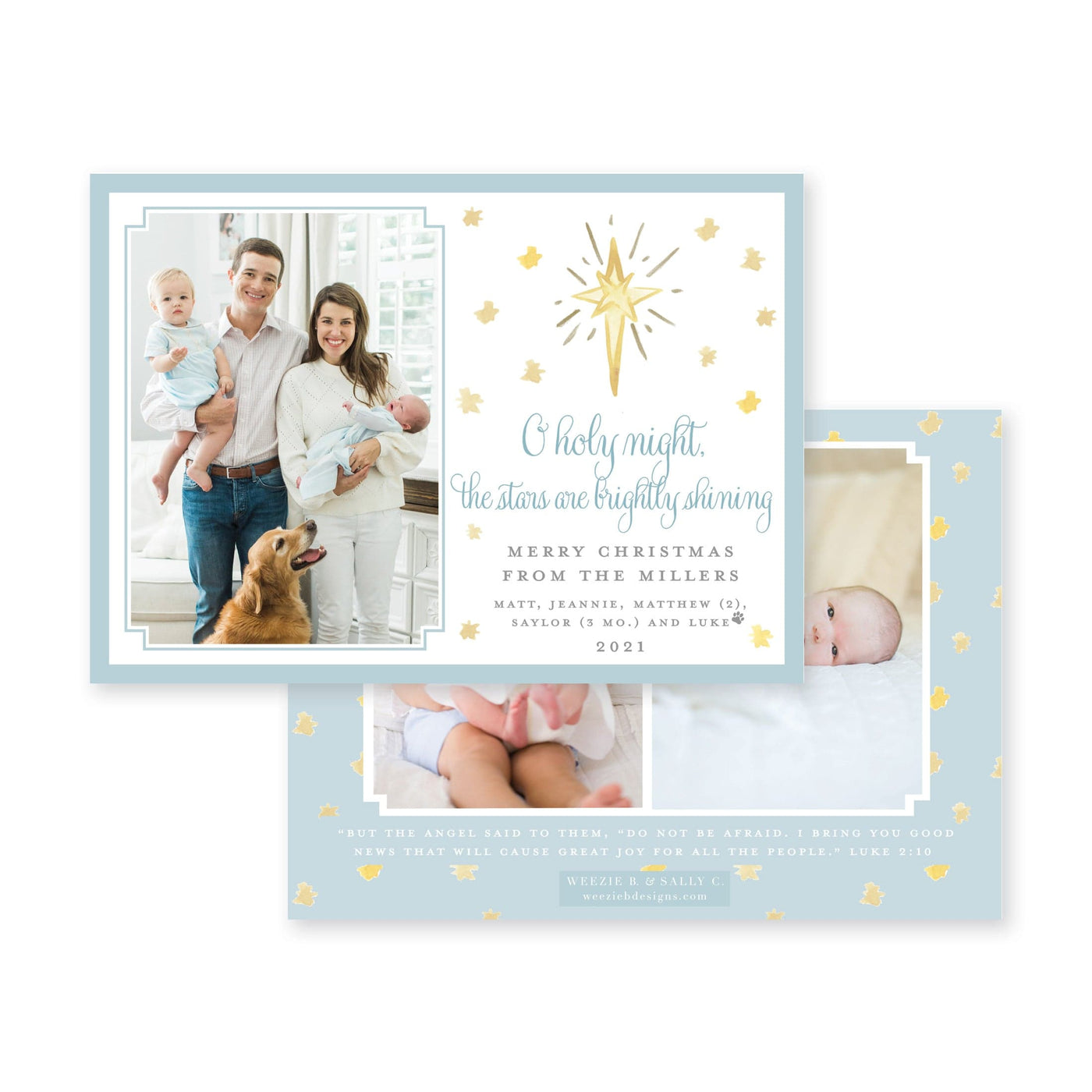 Star of Wonder Border Horizontal Christmas Card