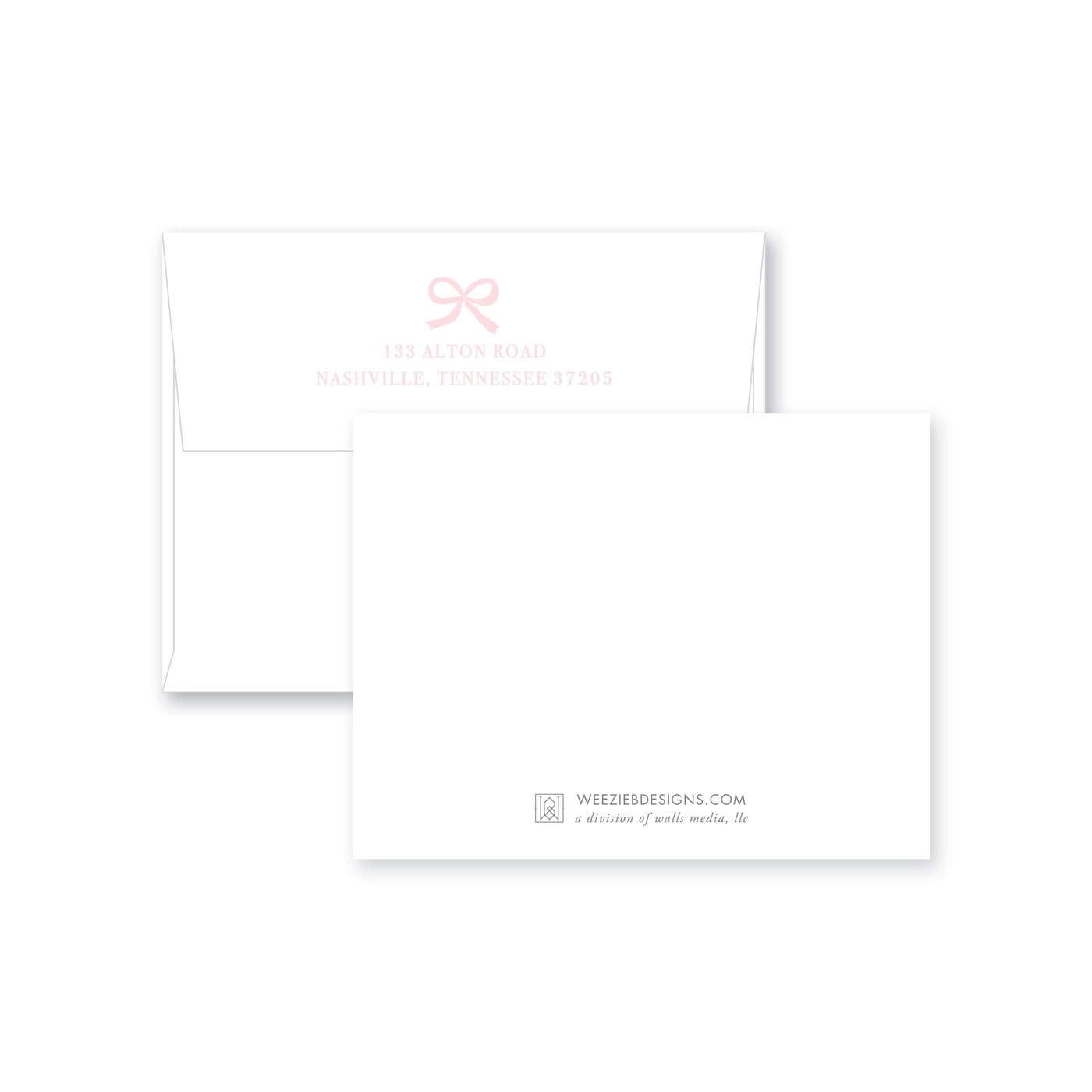 Weezie B. Designs | Sweet Pink Bow Flat Note Card