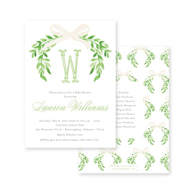 Sweet Bow With Greenery Baby Shower