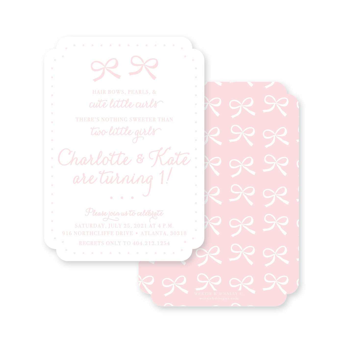 Weezie B. Designs | Sweet Bows Invitation Twins
