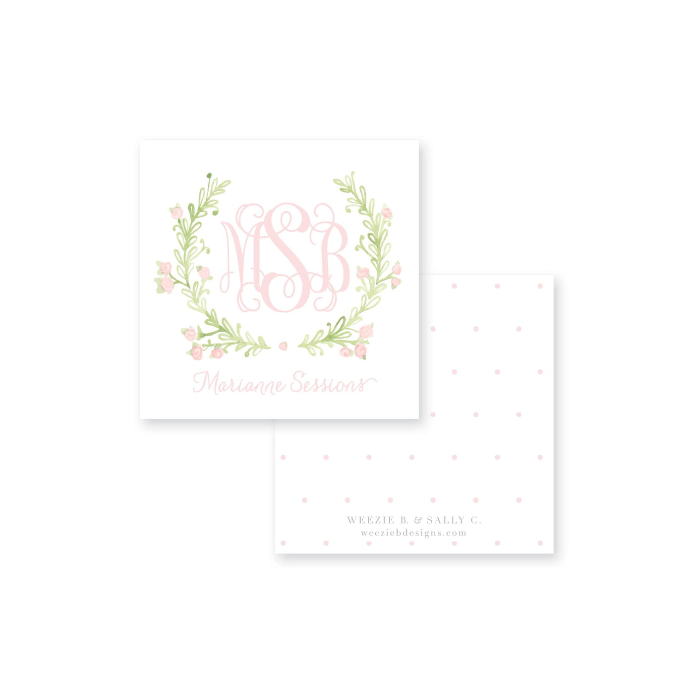 Sweet Watercolor Wreath Polka Calling Card