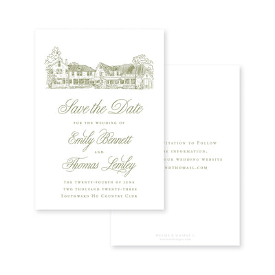 Sketched Venue or Home Save-the-Date
