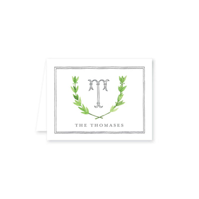 Watercolor Laurel Folded Note Card