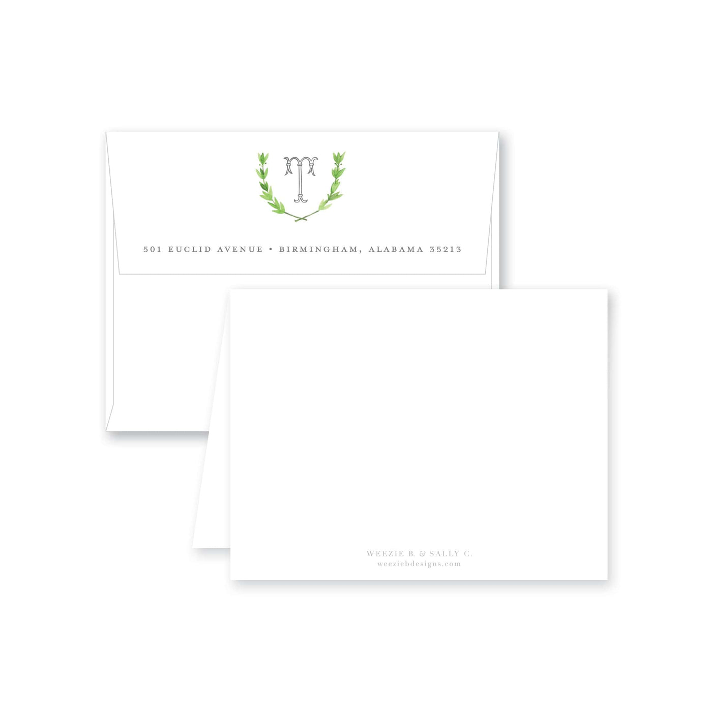 Watercolor Laurel Folded Note Card