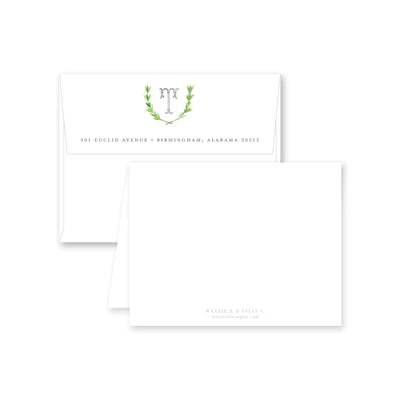 Watercolor Laurel Folded Note Card