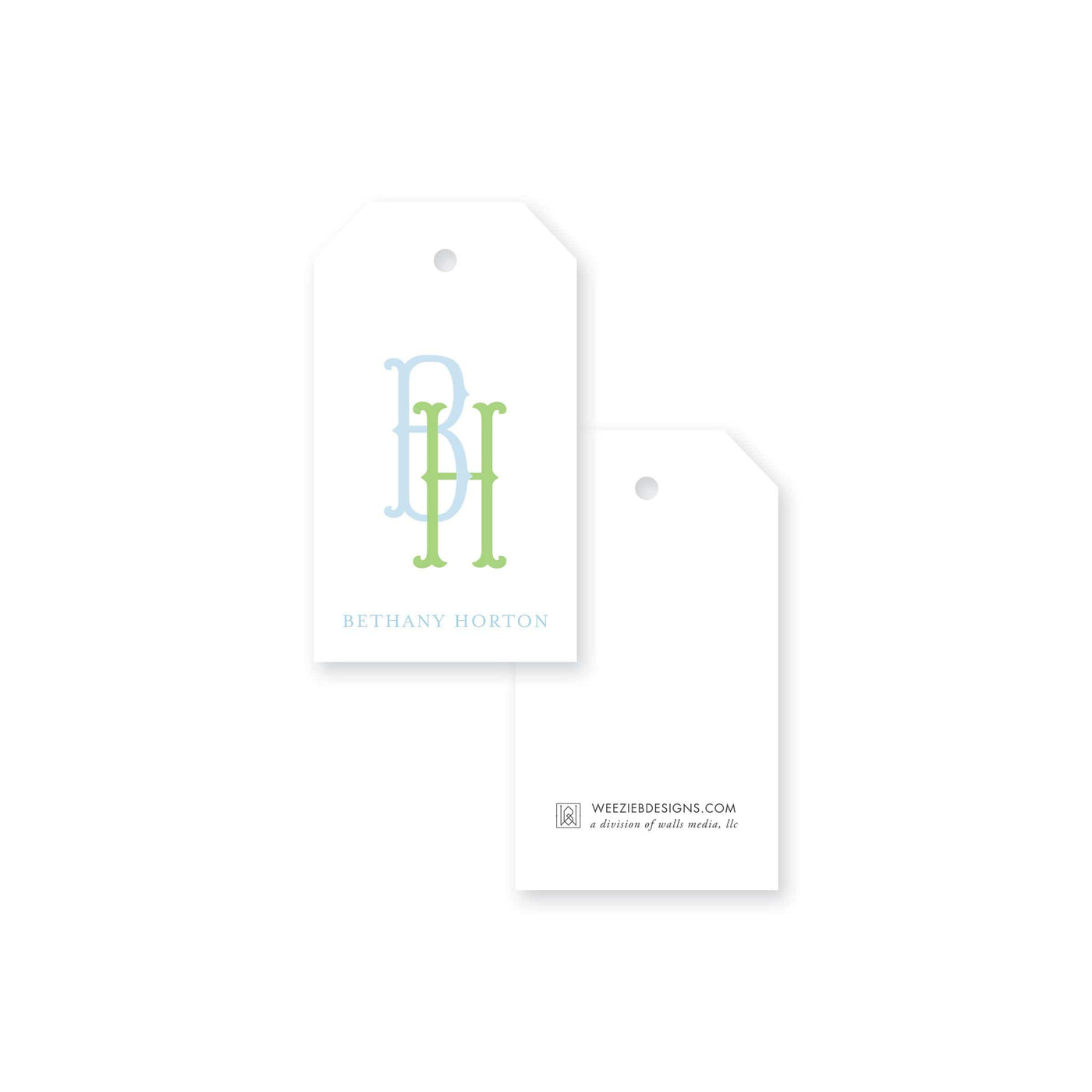Weezie B. Designs | Two-Letter Fishtail Monogram Gift Tag