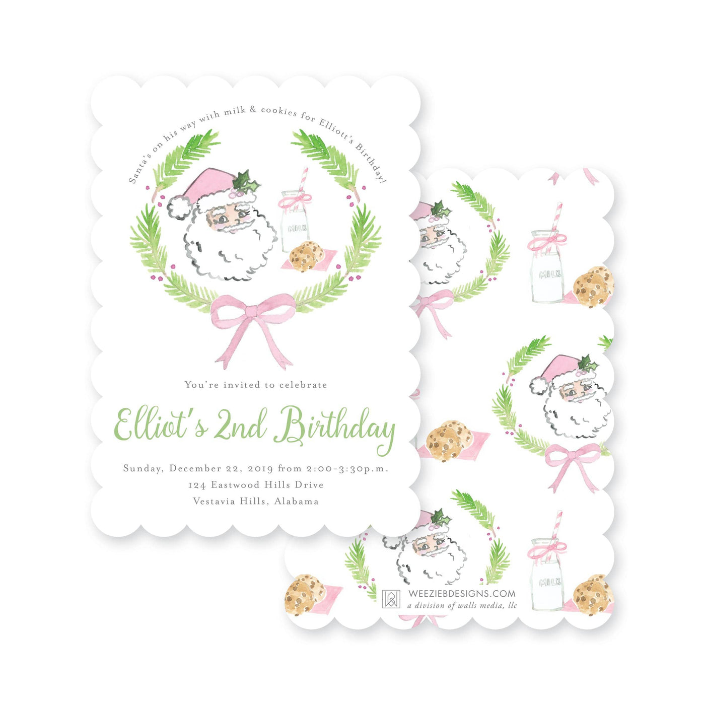 Weezie B. Designs | Cookies & Milk with Santa Invitation