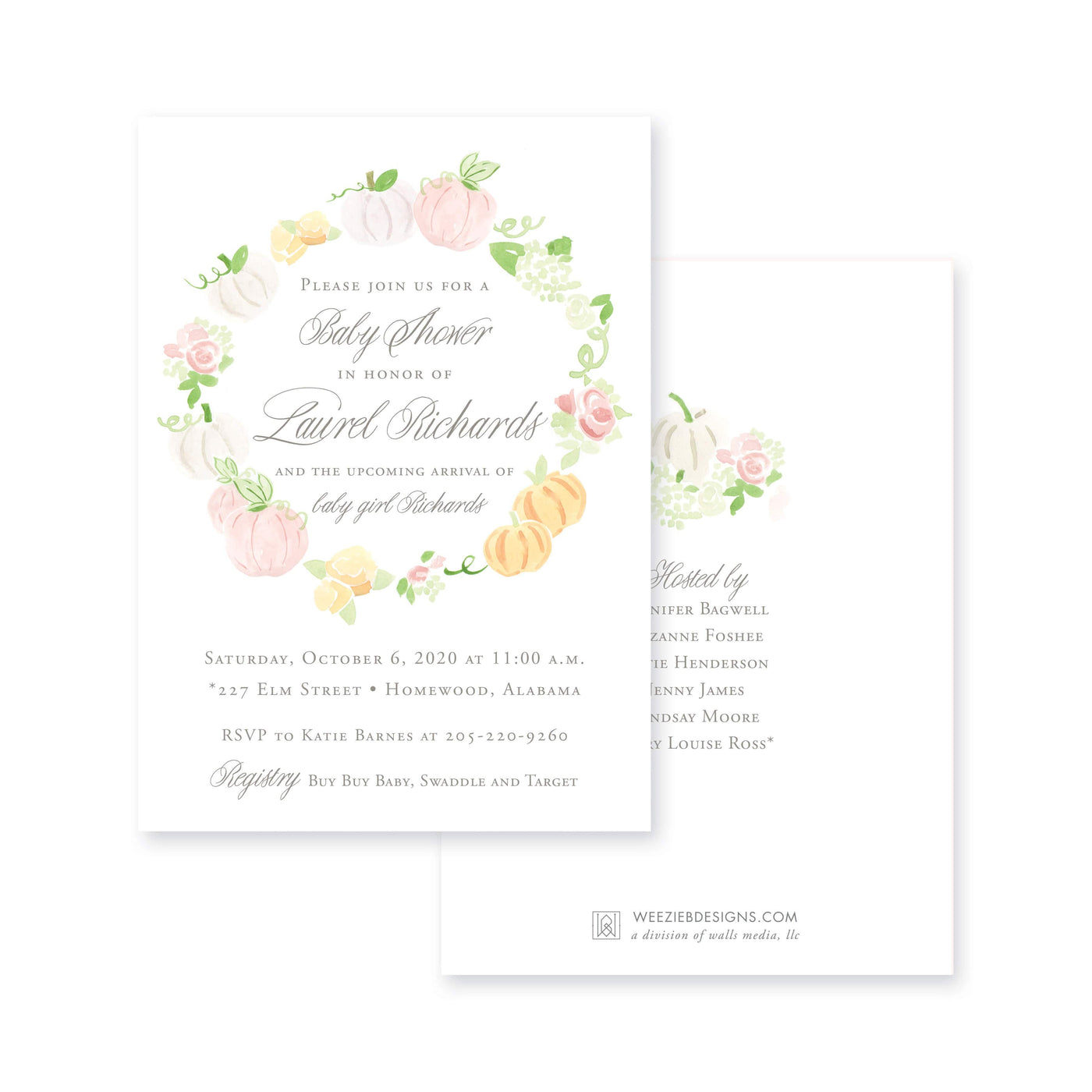 Pumpkin Floral Wreath Baby Shower