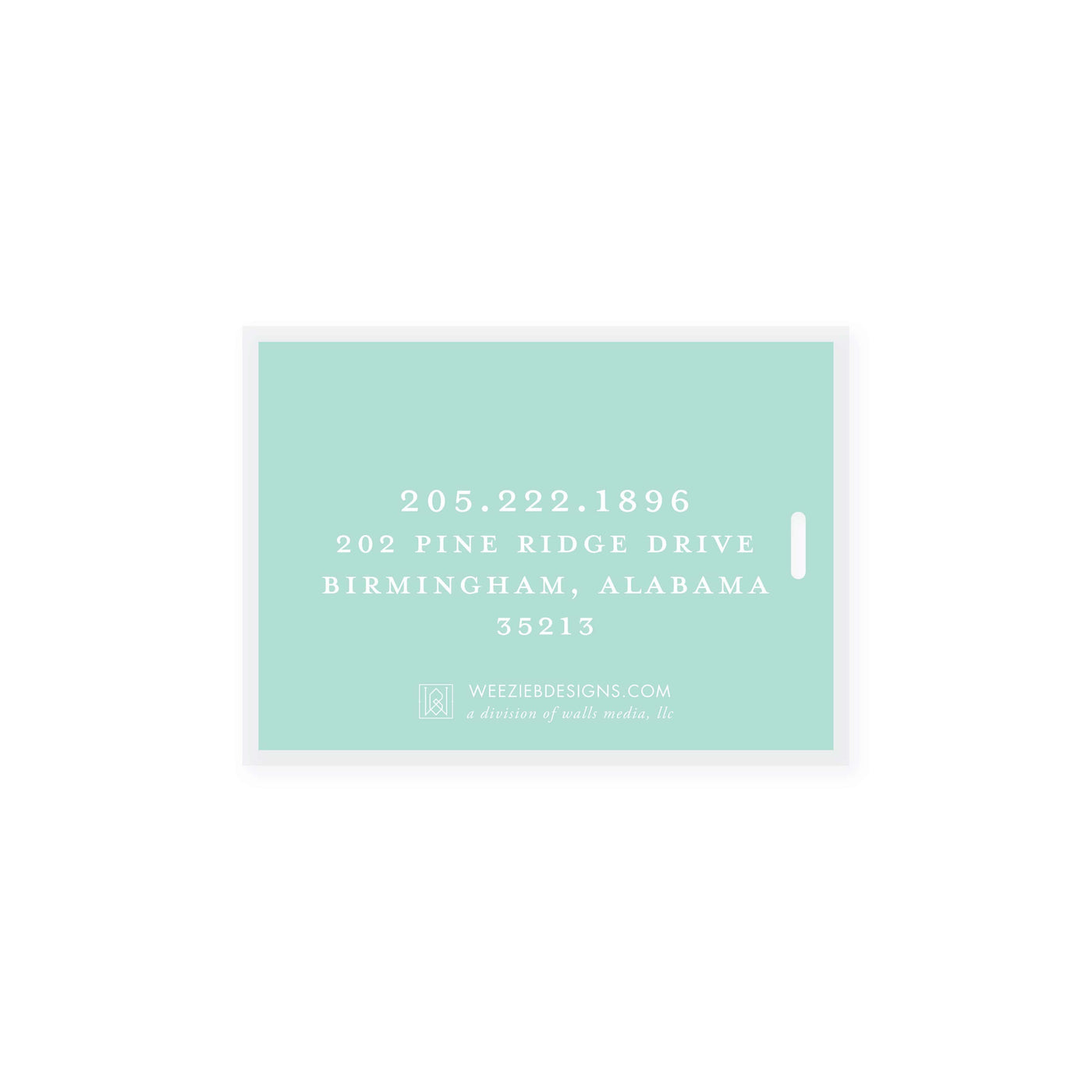 Weezie B. Designs | 2 Letter Intertwine On Seafoam Bag Tag
