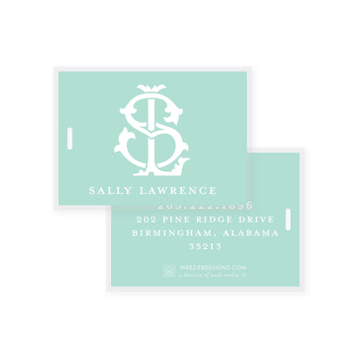 Weezie B. Designs | 2 Letter Intertwine On Seafoam Bag Tag