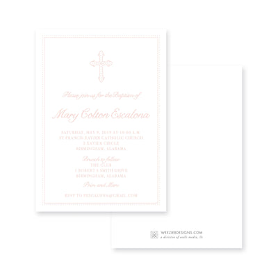 Weezie B. Designs | Sweet Dotted Cross Baptism Invitation
