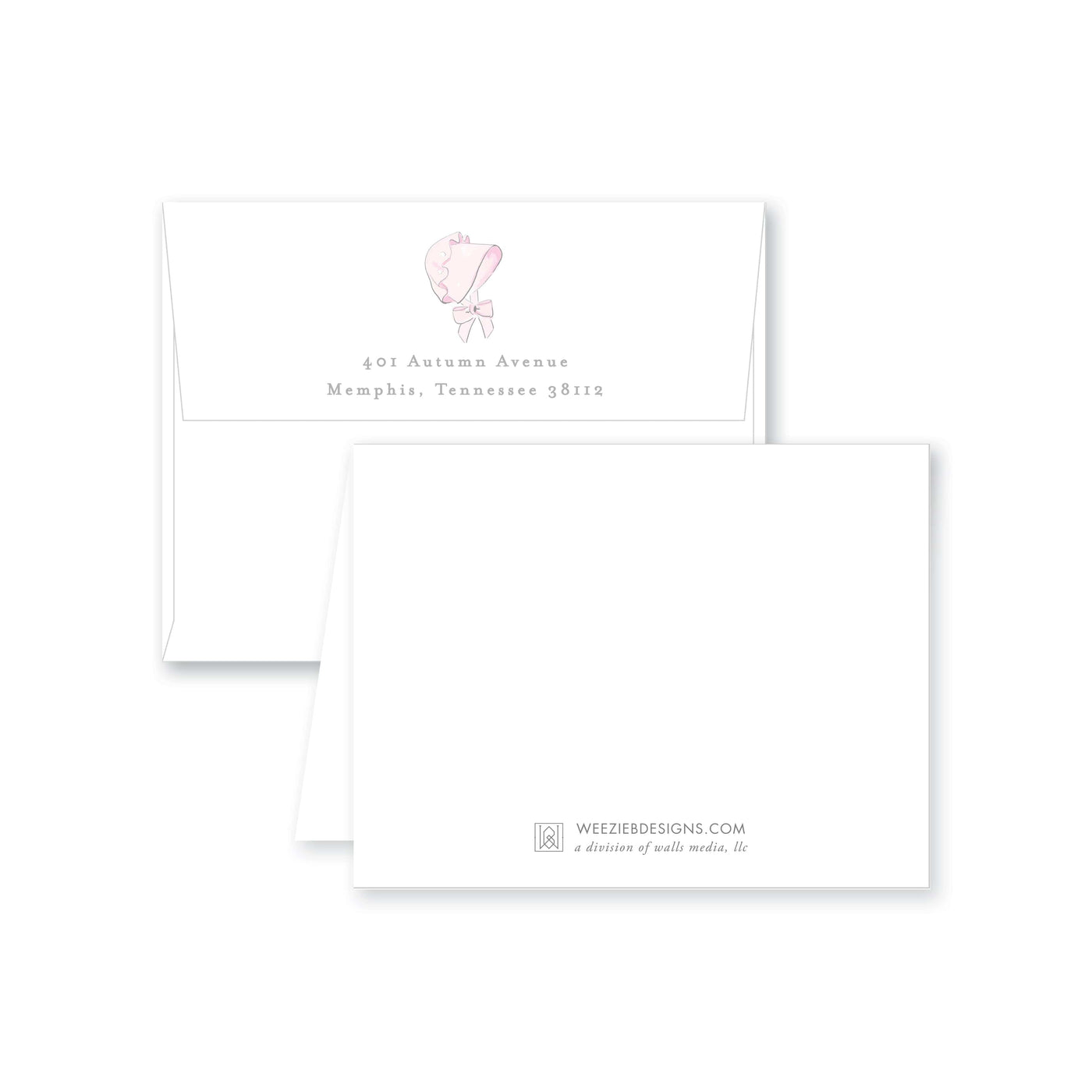 Baby Bonnet Folded Note Card