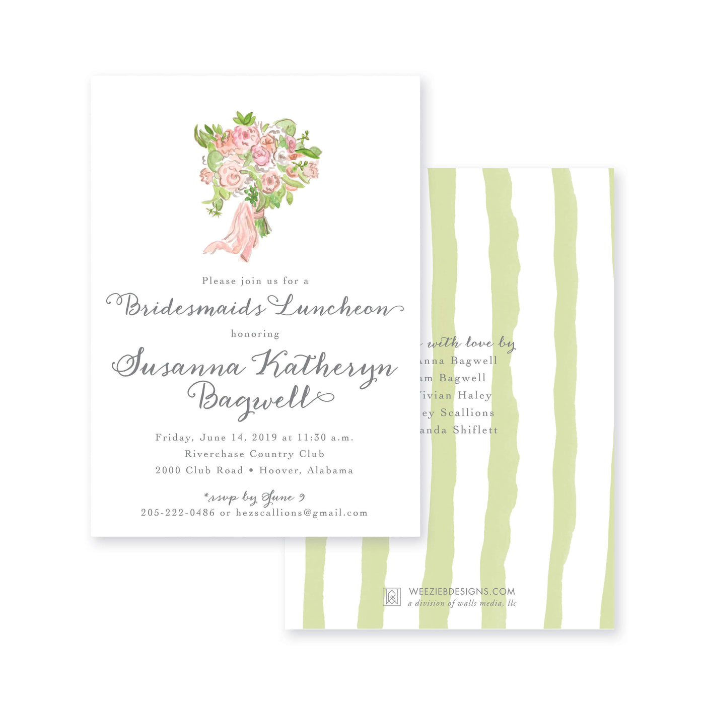 Weezie B. Designs | Bridal Bouquet Bridal Shower Invitation