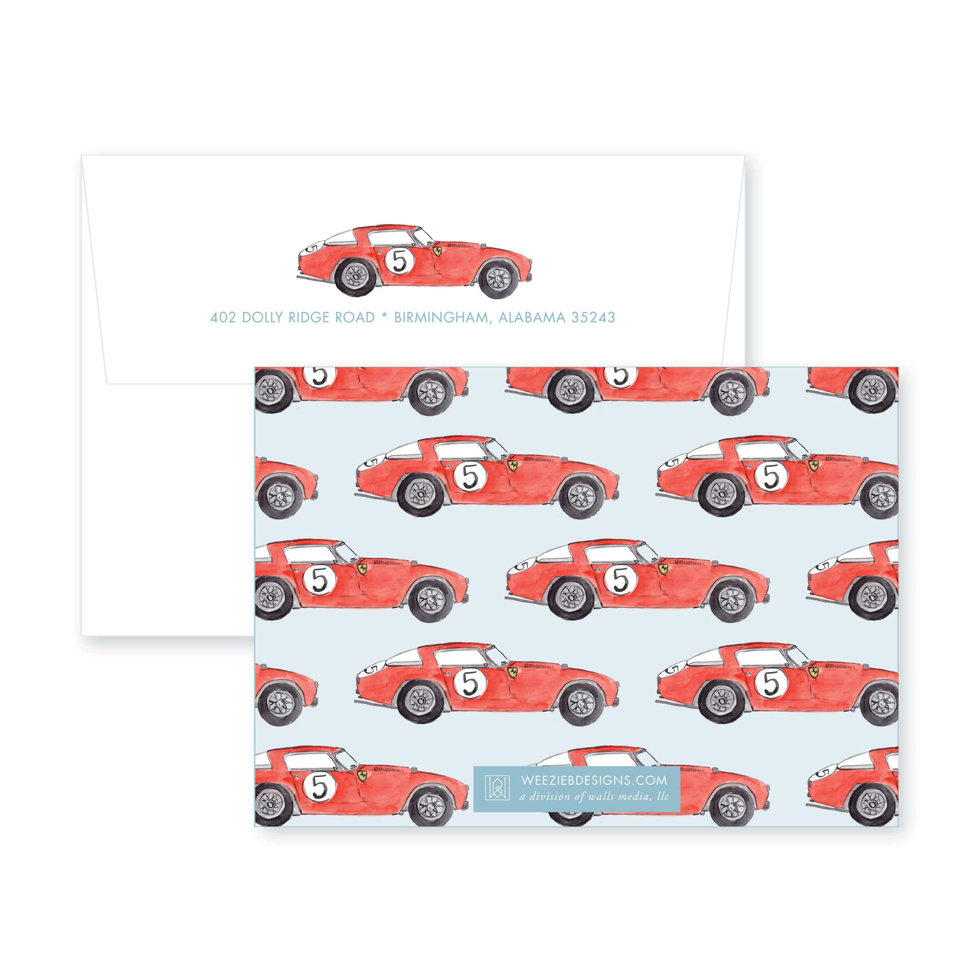 Weezie B. Designs | Race On Over Watercolor Birthday Party Invitation