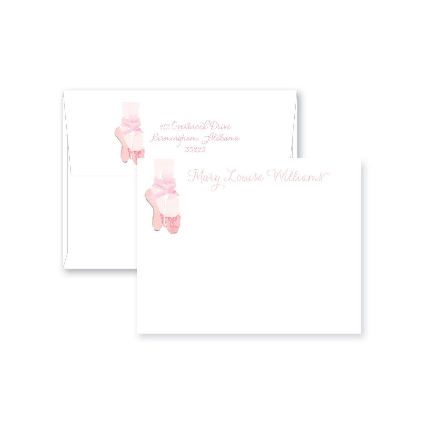 Ballet Watercolor Flat Note Card