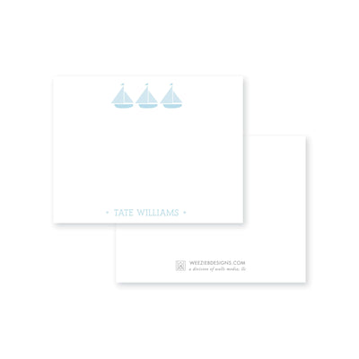 Weezie B. Designs | Trio of Sailboats Flat Note Cards