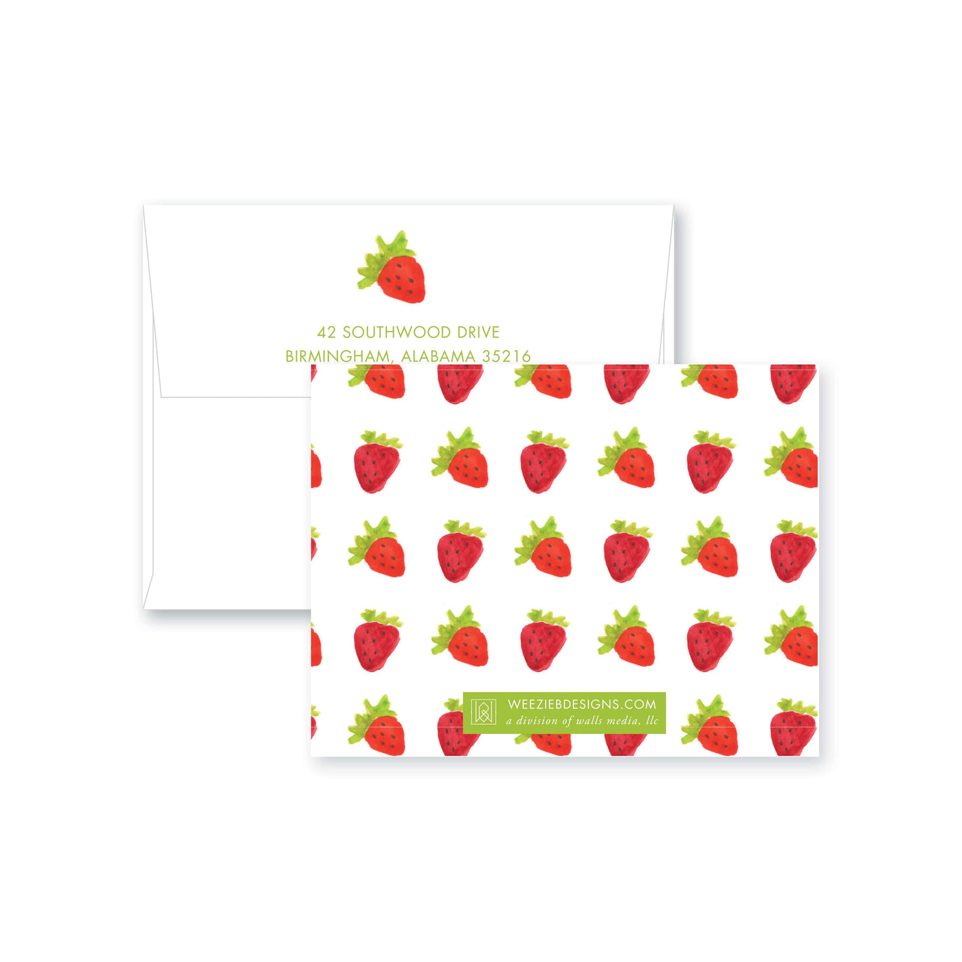 Summer Strawberry Flat Note Card