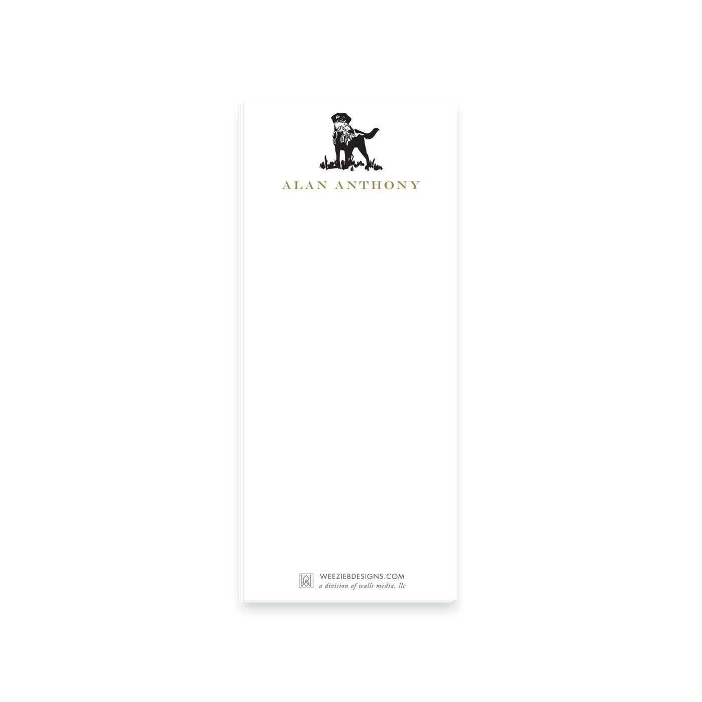 Weezie B. Designs | Sketched Dog with Bird Personalized Notepad