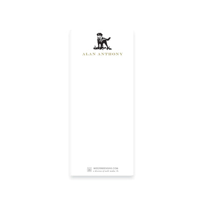 Weezie B. Designs | Sketched Dog with Bird Personalized Notepad