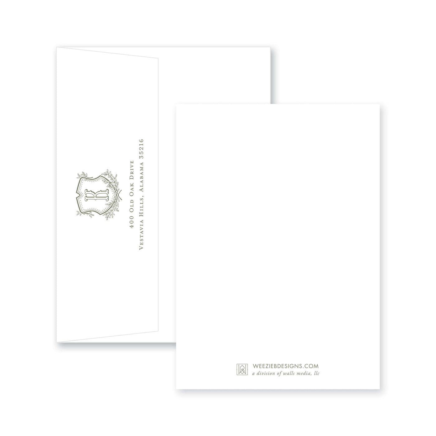 Weezie B. Designs | Floral Crest & Monogram Rehearsal Dinner Invitation