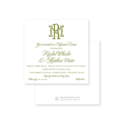 Weezie B. Designs | Elegant Yet Simple Rehearsal Dinner Invitation