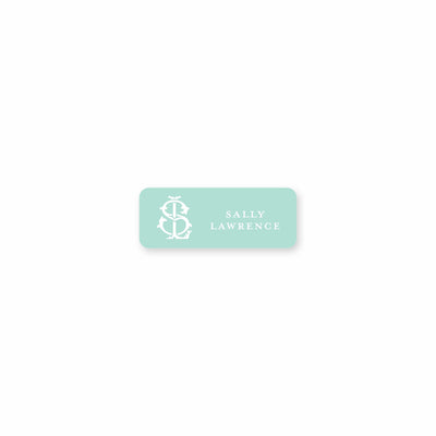 Weezie B. Designs | 2 Letter Intertwine On Seafoam Square Permanent Stickers