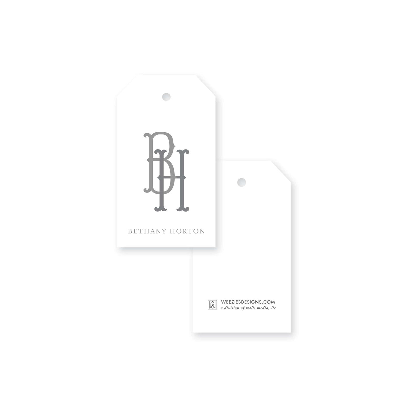 Weezie B. Designs | Two-Letter Fishtail Monogram Gift Tag